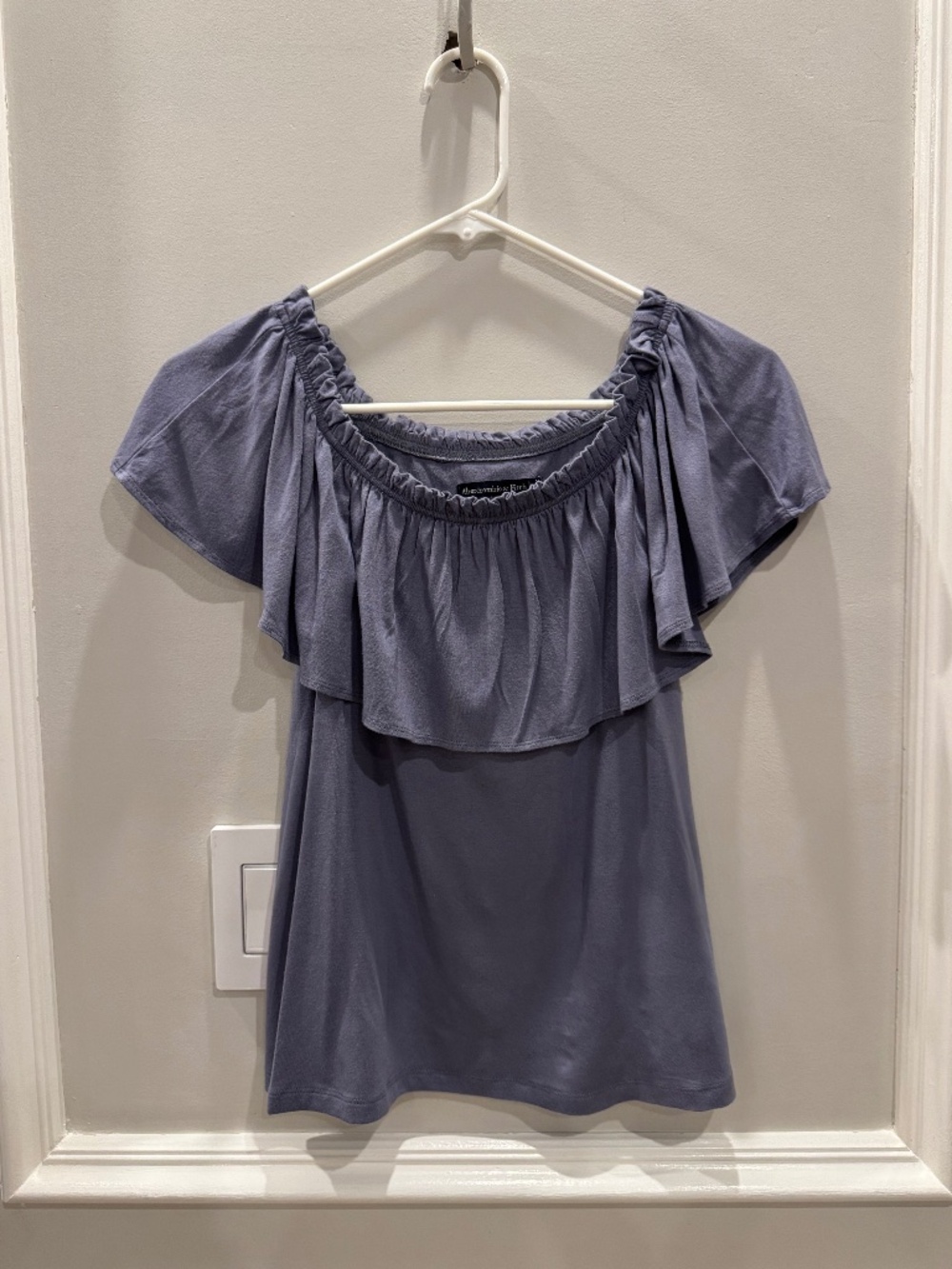 Abercrombie & Fitch Periwinkle Blue Ruffle Off the Shoulder Top  XS